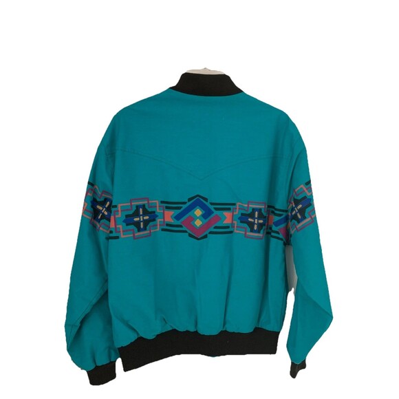 Vintage Wrangler Brushpopper Jacket Western Aztec Blue Mens M 90s Southwestern - Picture 4 of 16